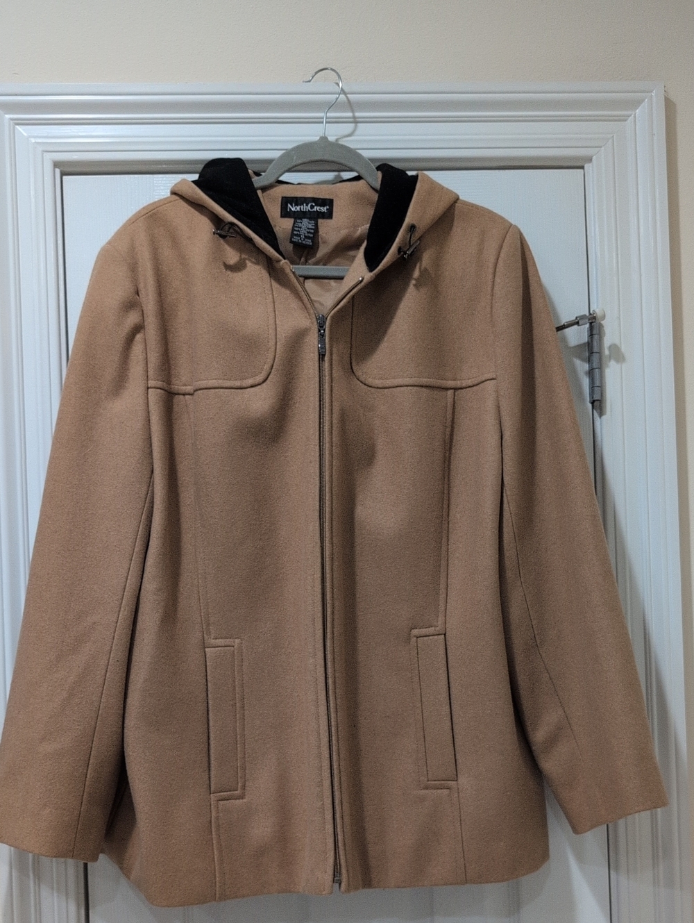 Northcrest Camel Hooded Wool-Blend Pea Coat